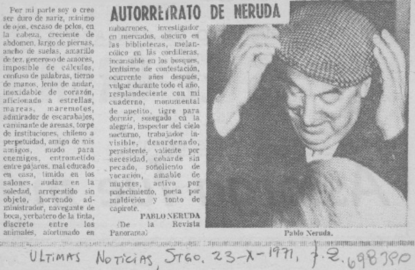Autorretrato de Neruda.