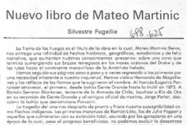 Nuevo libro de Mateo Martinic
