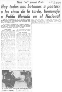 Hoy todos nos botamos a poetas, a las cinco de la tarde, homenaje a Pablo Neruda en el Nacional.