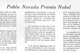 Pablo Neruda Premio Nobel.