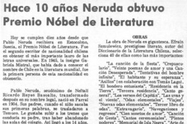 Hace 10 años Neruda obtuvo Premio Nobel de Literatura.
