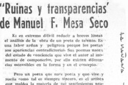 "Ruinas y transparencias" de Manuel F. Mesa Seco