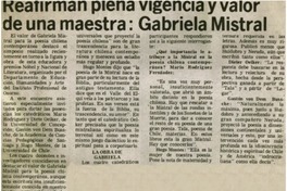 Reafirman plena vigencia y valor de una maestra: Gabriela Mistral.