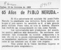 65 años de Pablo Neruda.