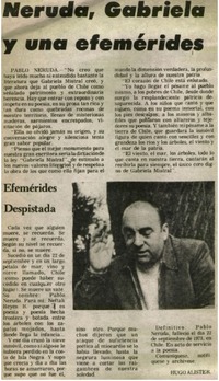 Neruda, Gabriela y una efeméride