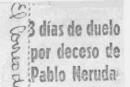 3 días de duelo por deceso de Pablo Neruda.