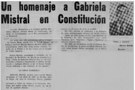 Un homenaje a Gabriela Mistral en Constitución