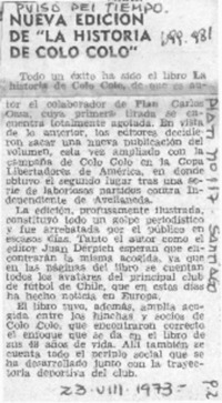 Nueva edición de "La historia de Colo Colo".