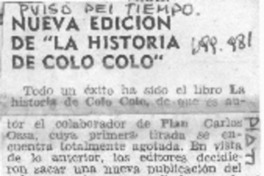Nueva edición de "La historia de Colo Colo".