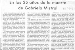 En los 25 años de la muerte de Gabriela Mistral