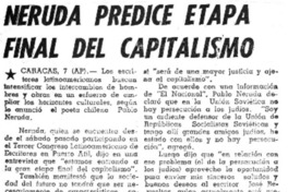 Neruda predice etapa final del capitalismo.