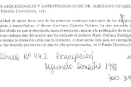 Estudios arqueológicos y antropológicos del Dr. Aureliano Oyarzún