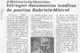 Entregan documentos inéditos de poetisa Gabriela Mistral.