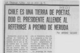 Chile es una tierra de poetas, dijo el presidente Allende al referirse a premio Neruda