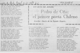 Pedro de Oña, el primer poeta chileno
