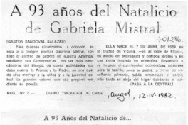 A 93 años del natalicio de Gabriela Mistral
