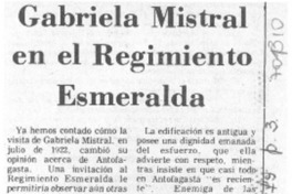 Gabriela Mistral en el Regimiento Esmeralda