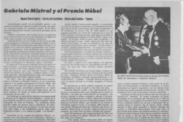 Gabriela Mistral y el Premio Nobel