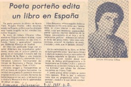Poeta porteño edita un libro en España.