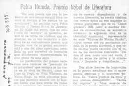 Pablo Neruda, Premio Nobel de literatura.