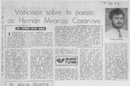 Vaticinios sobre la poesía de Hernán Miranda Casanova