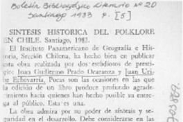 Síntesis histórica del folklore en Chile.
