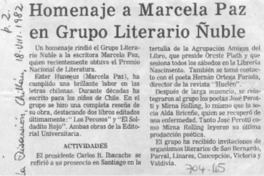 Homenaje a Marcela Paz en grupo literario Ñuble.