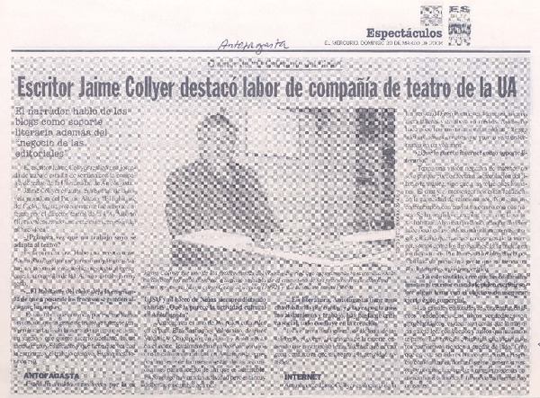 Escritor Jaime Collyer destacó labor de compañía de teatro de la UA