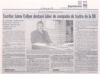 Escritor Jaime Collyer destacó labor de compañía de teatro de la UA