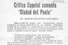 Crítico español comenta "ciudad del poeta"