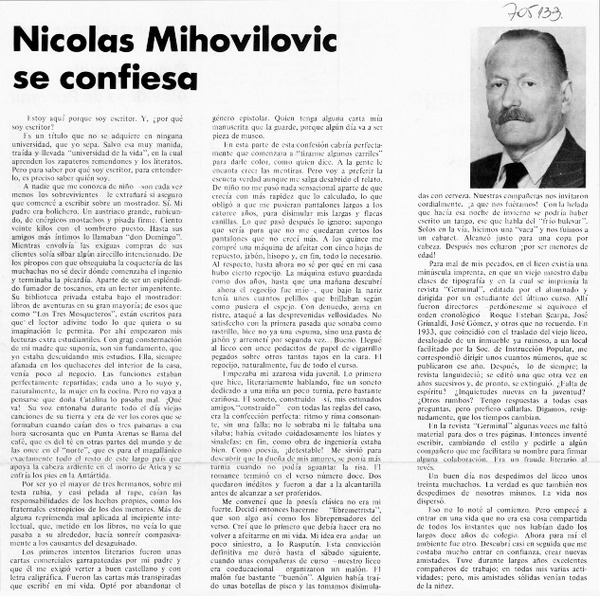 Nicolás Mihovilovic se confiesa.