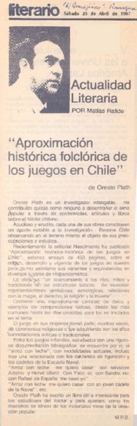 Aproximación histórica folclórica de los juegos en Chile"
