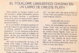 El folklore lingüístico chileno en un libro de Oreste Plath