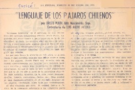 Lenguaje de los pájaros chilenos