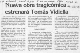 Nueva obra tragicómica estrenará Tomás Vidiella.