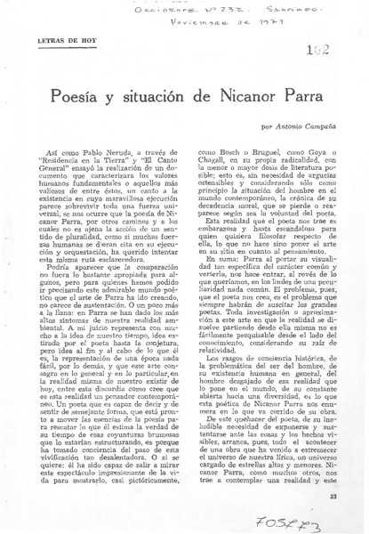 Poesía y situación de Nicanor Parra