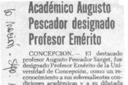 Académico Augusto Pescador designado profesor emérito.