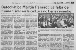 Catedrático Martín Panero, la falta de humanismo en la cultura no tiene remedio: [entrevista]