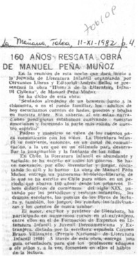 160 años rescata obra de Manuel Peña Muñoz.