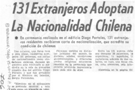 131 extranjeros adoptan la nacionalidad chilena.