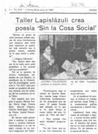 Taller Lapislázuli crea poesía "sin la cosa social".