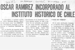 Oscar Ramírez incorporado al Instituto Histórico de Chile.