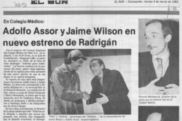 Adolfo Assor y Jaime Wilson en nuevo estreno de Radrigán.