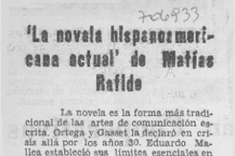 "La novela hispanoamericana actual" de Matías Rafide