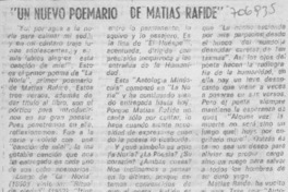 "Un Nuevo poemario de Matías Rafide".