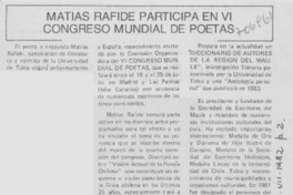 Matías Rafide participará en VI Congreso Mundial de Poetas.