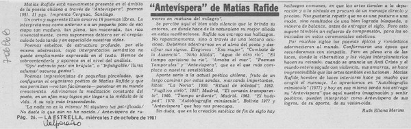 "Antevíspera" de Matías Rafide