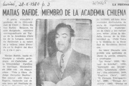 Matías Rafide, miembro de la Academia Chilena.