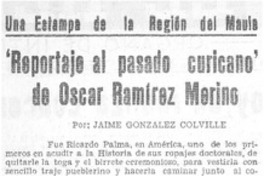 Reportaje al pasado curicano" de Oscar Ramírez Merino