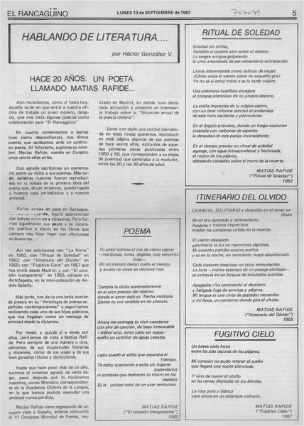 Hace 20 años: un poeta llamado Matías Rafide